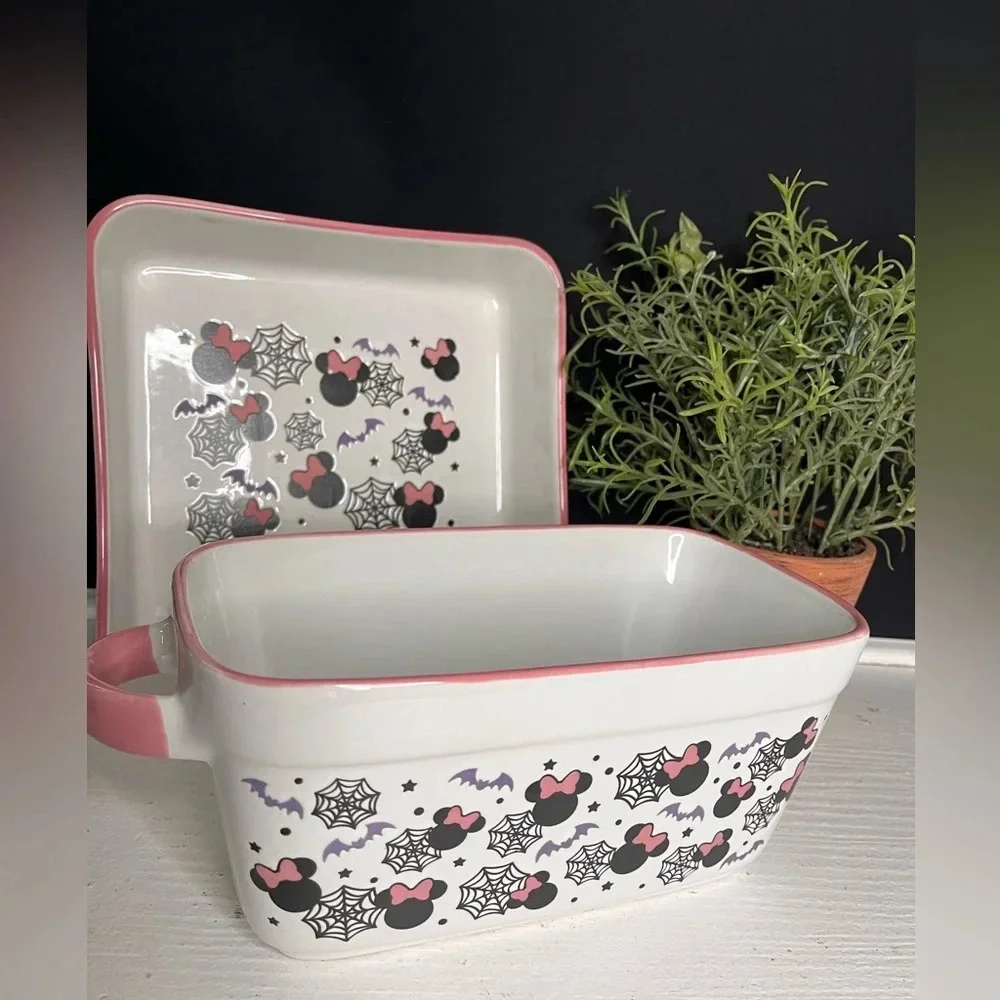 Disney Minnie Mouse Spider Web Casserole Dish Set & Loaf Pan NWT
